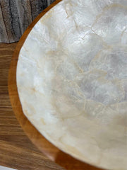 Balinese Hand Crafted Teak & Capiz Shell Bowl / Platter - Bali Teak Wood Bowl