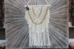NEW Balinese Handmade Macrame Wall Decor w/wood bead - Stunning Macrame Wall Art