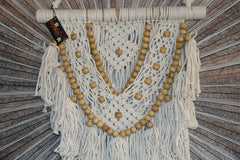 NEW Balinese Handmade Macrame Wall Decor w/wood bead - Stunning Macrame Wall Art