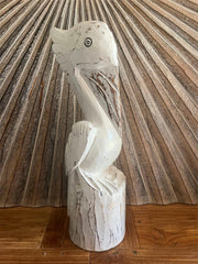 NEW Balinese Hand Carved Wooden Pelican Sculpture - Wooden Bali Pelican 35cm