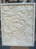 NEW Balinese Hand Crafted Tropical Bird & Lotus Wall Relief STUNNING! 80x100cm