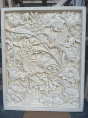 NEW Balinese Hand Crafted Tropical Bird & Lotus Wall Relief STUNNING! 80x100cm
