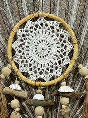 NEW Balinese Handmade Dream Catcher w/Boat/Shell/Pebble Trim - Bali Dream Catch