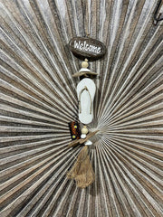 NEW Balinese Timber WELCOME Sign w/Thong/Driftwood/Shells - BOHO Welcome Sign