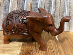 Balinese Carved Wooden Elephant - Small Bali Elephant - Wood Carved Elephant