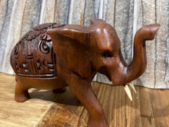 Balinese Carved Wooden Elephant - Small Bali Elephant - Wood Carved Elephant