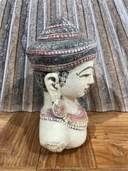 New Balinese Hand Coloured Concrete Buddha Head Statue / Sculpture