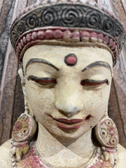 New Balinese Hand Coloured Concrete Buddha Head Statue / Sculpture