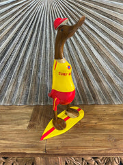 L NEW Balinese Hand Carved Wooden Surf Life Saving Duck - Bali Rice Paddy Duck