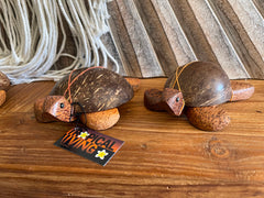 Balinese Hand Crafted Wood / Coconut Shell Turtle Sculpture - Bali Turtle