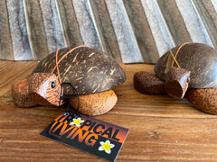 Balinese Hand Crafted Wood / Coconut Shell Turtle Sculpture - Bali Turtle