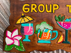 NEW Hand Crafted & Carved TIKI GROUP THERAPY Sign Tropical Island Bali Bar Sign