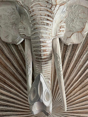 NEW Balinese Hand Carved Wooden Elephant Head Wall Art - Bali Elephant Art