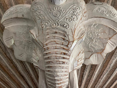 NEW Balinese Hand Carved Wooden Elephant Head Wall Art - Bali Elephant Art