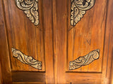 Authentic Balinese Teak Doors in Frame - Hand Carved Recycled Teak Bali Doors