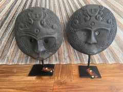 NEW Indonesian Hand Carved Wood Primitive Mask on Stand - TIMOR ART - Bali Art