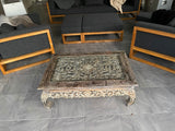 Balinese Hand Carved TEAK WOOD Coffee Table w/Glass Top - Bali Carved Furniture