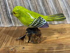 NEW Balinese Hand Carved & Crafted Bird on Wood Sculpture - Bali Bird Art