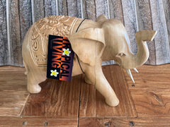 Balinese Carved Wooden Elephant - Small Bali Elephant - Wood Carved Elephant