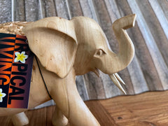 Balinese Carved Wooden Elephant - Small Bali Elephant - Wood Carved Elephant