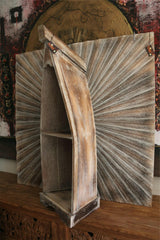 NEW Balinese Hand Crafted Wooden Row Boat Shelf Unit - Bali Boat Shelf Small