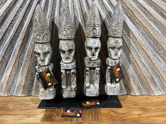 NEW Indonesian Hand Carved Primitive Wood Sculpture on Stand - TIMOR ART