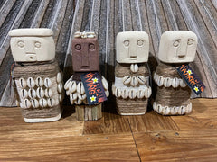 NEW Indonesian Hand Carved Primitive Stone Sumba Statue w/Shell Trim - TIMOR ART