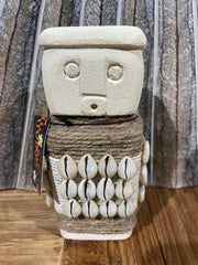 NEW Indonesian Hand Carved Primitive Stone Sumba Statue w/Shell Trim - TIMOR ART