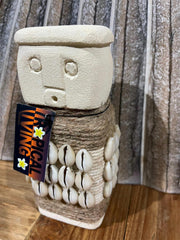 NEW Indonesian Hand Carved Primitive Stone Sumba Statue w/Shell Trim - TIMOR ART