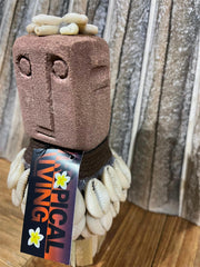 NEW Indonesian Hand Carved Primitive Stone Sumba Statue w/Shell Trim - TIMOR ART