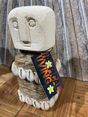 NEW Indonesian Hand Carved Primitive Stone Sumba Statue w/Shell Trim - TIMOR ART