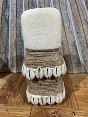 NEW Indonesian Hand Carved Primitive Stone Sumba Statue w/Shell Trim - TIMOR ART