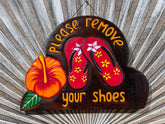 NEW Bali Hand Crafted PLEASE REMOVE SHOES Sign - Balinese Remove your Shoes