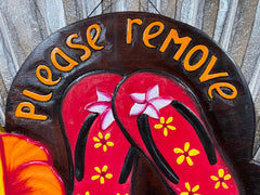 NEW Bali Hand Crafted PLEASE REMOVE SHOES Sign - Balinese Remove your Shoes