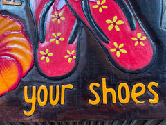 NEW Bali Hand Crafted PLEASE REMOVE SHOES Sign - Balinese Remove your Shoes
