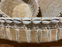 NEW Balinese Hand Woven Bamboo/Rattan w/Shell Trim Open Basket - 3 Sizes Avail.