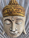 NEW Balinese Hand Carved Wooden Buddha Mask - 30cm - Bali Buddha Wall Art