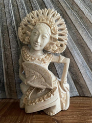 NEW Balinese Traditional Hand Carved Campaka Wood Dewi/Janger Sculpture-Bali Art