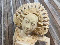 NEW Balinese Traditional Hand Carved Campaka Wood Dewi/Janger Sculpture-Bali Art
