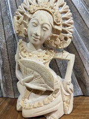NEW Balinese Traditional Hand Carved Campaka Wood Dewi/Janger Sculpture-Bali Art