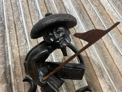 NEW Balinese Traditional Hand Carved Mahogany Wood Fisherman Sculpture-Bali Art