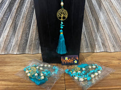 NEW Hand Crafted Balinese Bead, Turquoise Chip & Tree of Life Necklace w/Tassel