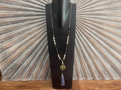 NEW Hand Crafted Balinese Bead, Turquoise Chip & Tree of Life Necklace w/Tassel
