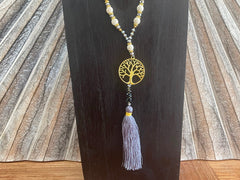 NEW Hand Crafted Balinese Bead, Turquoise Chip & Tree of Life Necklace w/Tassel