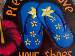 NEW Bali Hand Crafted PLEASE REMOVE SHOES Sign - Balinese Remove your Shoes