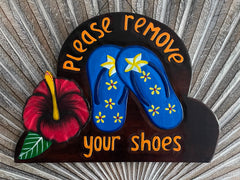 NEW Bali Hand Crafted PLEASE REMOVE SHOES Sign - Balinese Remove your Shoes