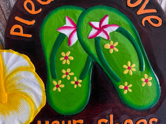 NEW Bali Hand Crafted PLEASE REMOVE SHOES Sign - Balinese Remove your Shoes