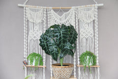 NEW Balinese Hand Crafted Macrame Wall Decor with Shelving - Macrame Wall Art
