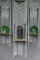 NEW Balinese Hand Crafted Macrame Wall Decor with Shelving - Macrame Wall Art