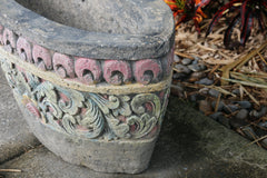 Balinese Hand Crafted Paras Boat FeaturePot - Carved Bali Pot